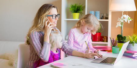 Busy mom working 