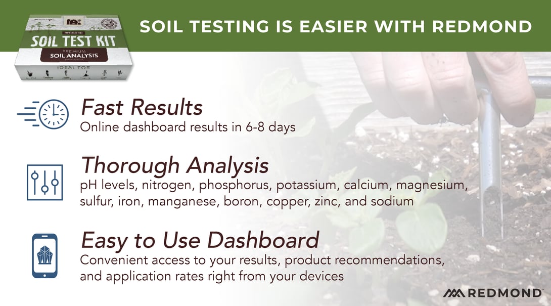 Fast and easy soil testing with Redmond soil test kit